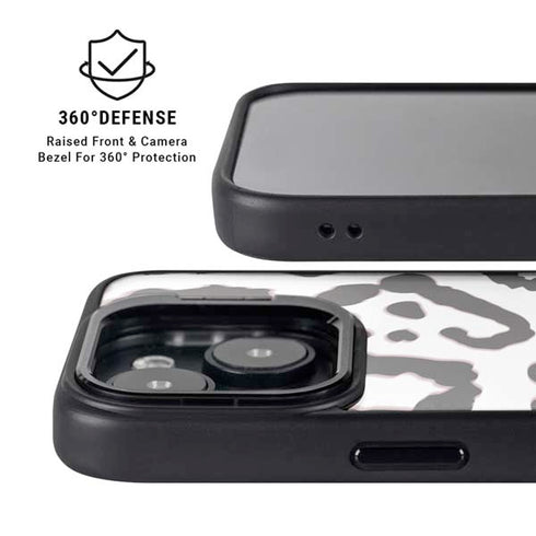 B&W Leopard iPhone 15 Kickstand Case